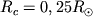 $R_{c} = 0,25R_{\odot}$